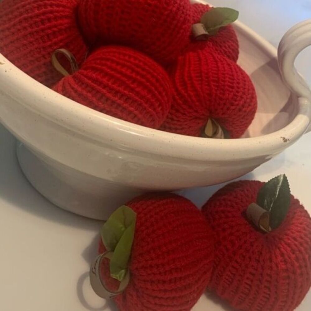 Hand knitted apples set of 3